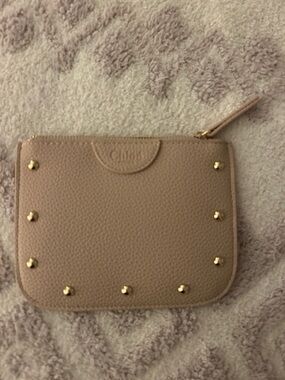 Chloe Pink Leather Stud Zip Pouch